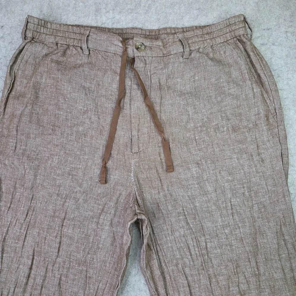 Banana Republic Mason Athletic Tapered Pants Mens 38x32 Tan Linen Cotton
